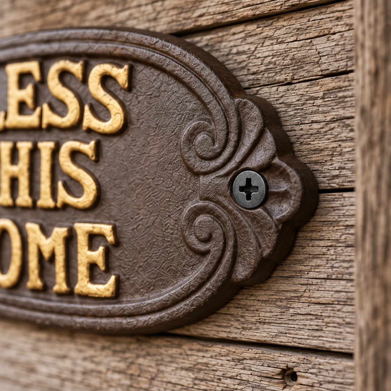Bless This Home Wall Plaque, Cast Iron Entryway Sign, 7.8" 58014 shot 4