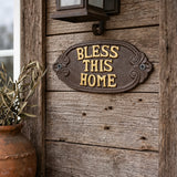 Bless This Home Wall Plaque, Cast Iron Entryway Sign, 7.8" 58014 shot 1