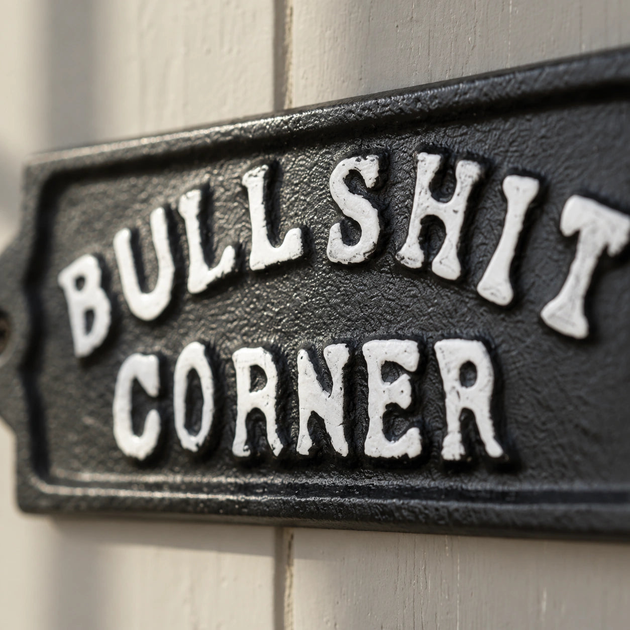 "Bullshit Corner" Cast Iron Wall Plaque, Humorous Bar Decor, 5.6" 58018 shot 3