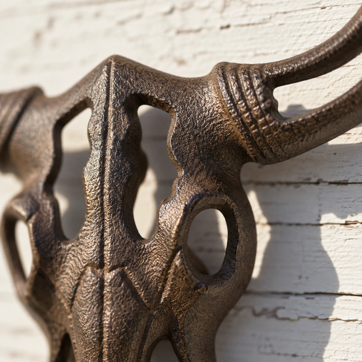 Bull Skull Wall Plaque, Cast Iron Western Ranch Wall Decor, 11" 58023 shot 2