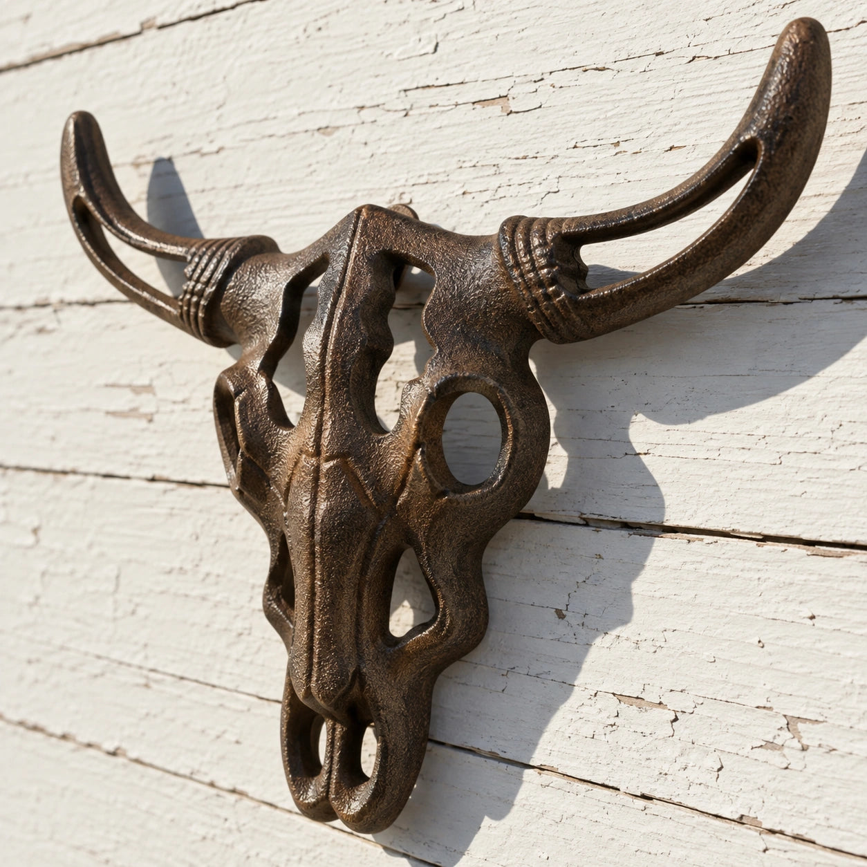 Bull Skull Wall Plaque, Cast Iron Western Ranch Wall Decor, 11" 58023 shot 3