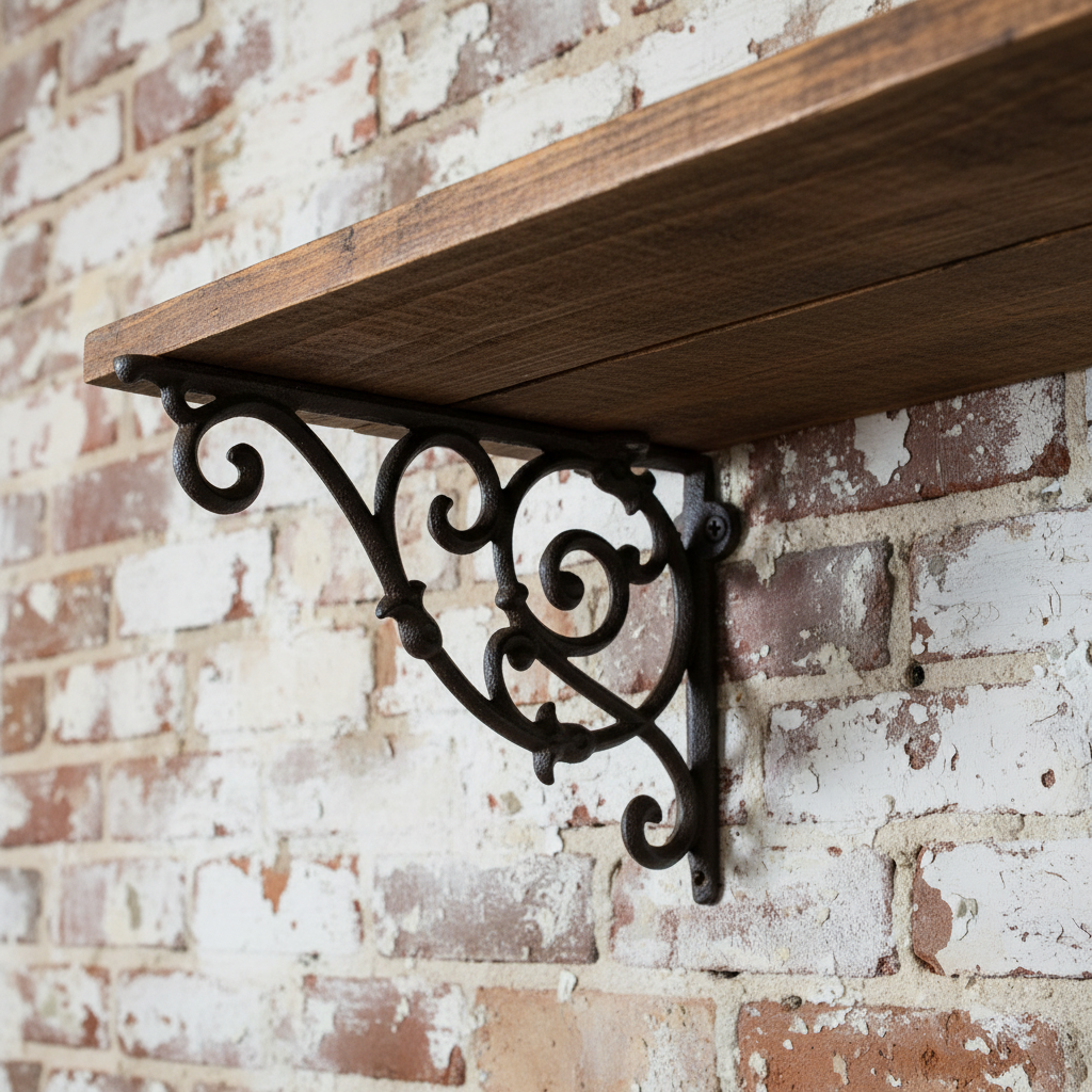 Detailed Cast Iron Bracket - Vintage-Style Shelf Support