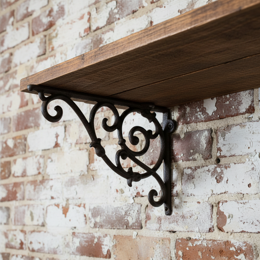 Detailed Cast Iron Bracket - Vintage-Style Shelf Support