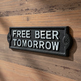 "Free Beer Tomorrow" Cast Iron Wall Plaque, Bar and Patio, 8.3" 58028 shot 2