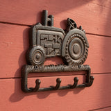 Tractor 4-Hook Wall Rack, Cast Iron for Coats, Hats or Scarves, 9.4" 58032 shot 2