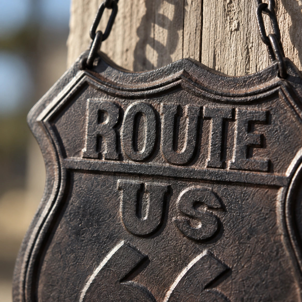 Route 66 Hanging Plaque, Cast Iron Retro Garage Wall Decor, 8.3" 58039 shot 2