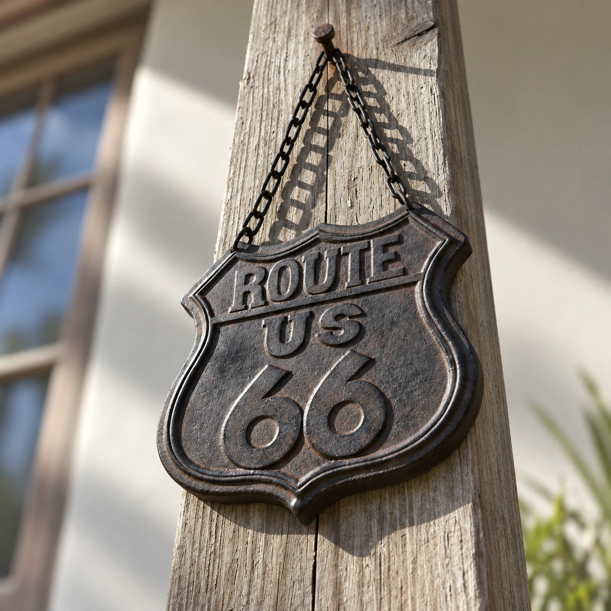 Route 66 Hanging Plaque, Cast Iron Retro Garage Wall Decor, 8.3" 58039 shot 4