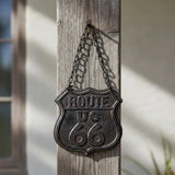 Route 66 Hanging Plaque, Cast Iron Retro Garage Wall Decor, 8.3" 58039 shot 1