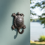 Bronze cast iron turtle hook wall mount with textured finish for coastal nautical decor