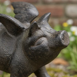 Flying Pig Figurine, Cast Iron Shelf or Tabletop Home Decor, 4" 58050 shot 2