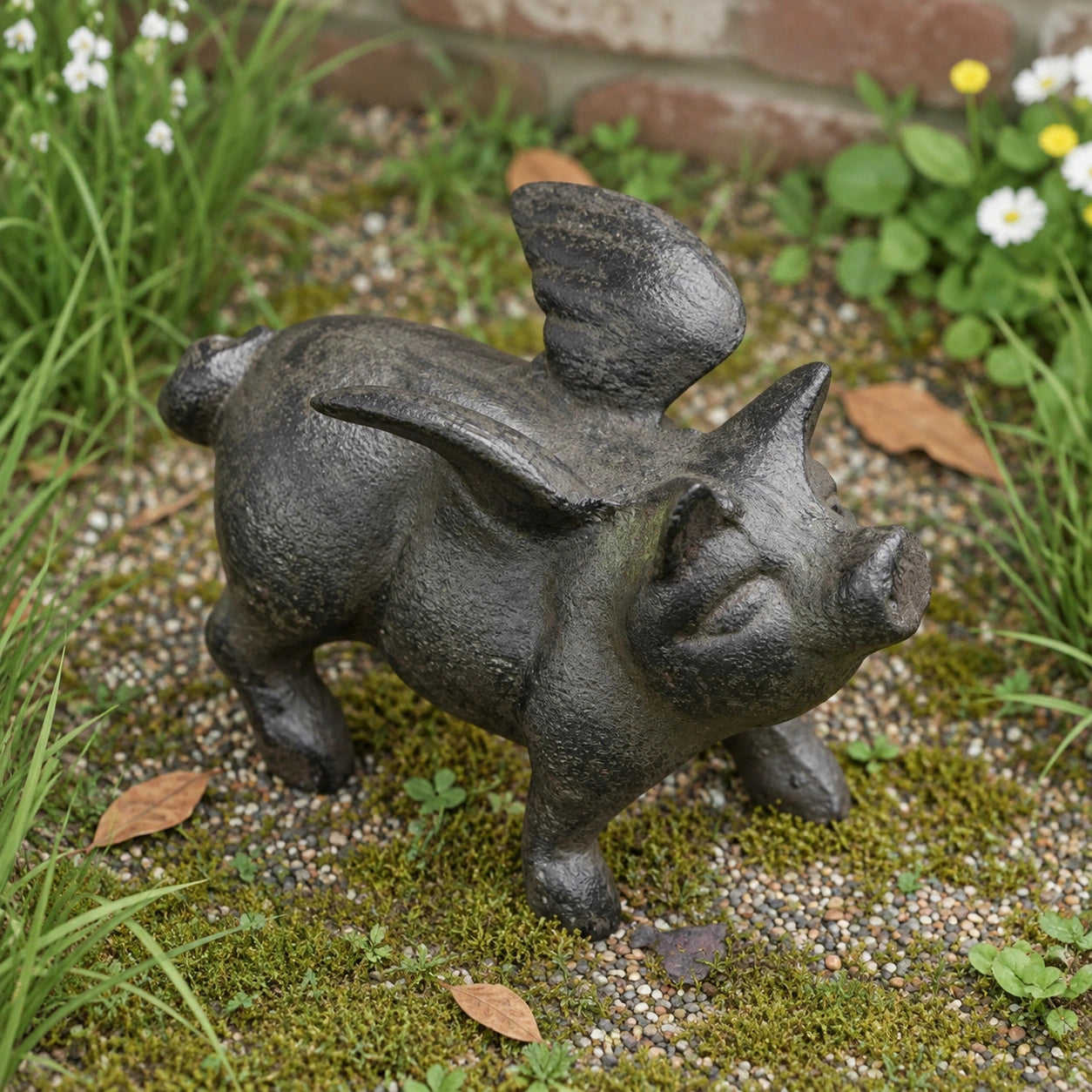 Flying Pig Figurine, Cast Iron Shelf or Tabletop Home Decor, 4" 58050 shot 4