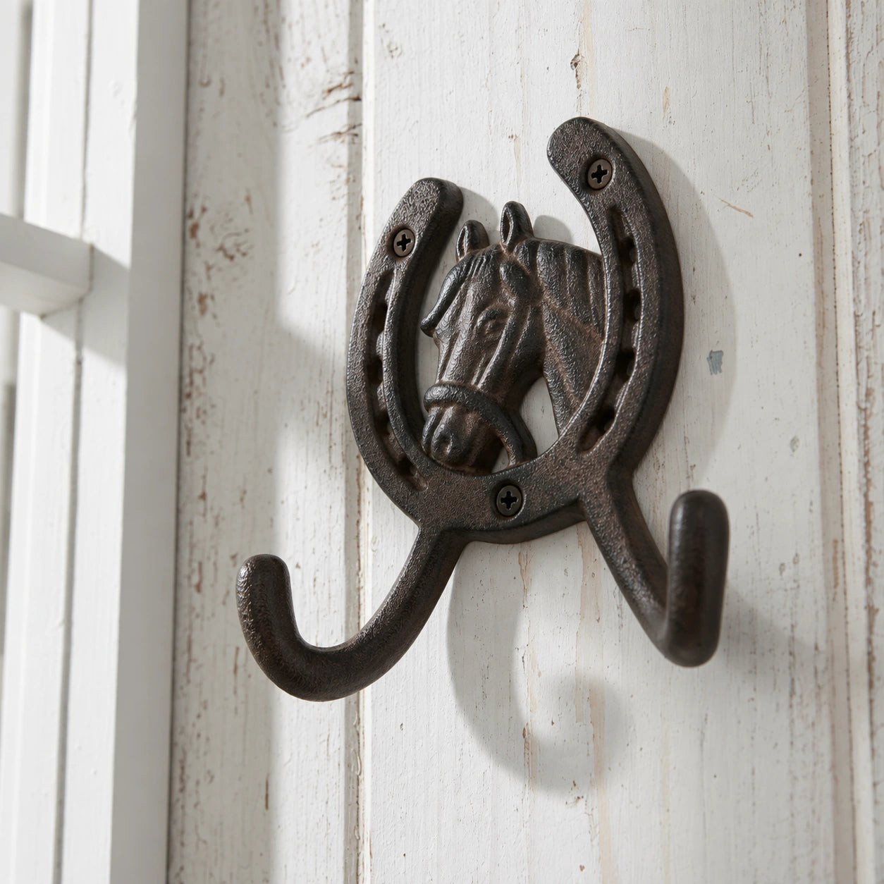 Horseshoe Wall Hook with Horse Head, Cast Iron for Coats, Keys or Hats, 5.1" 58051 shot 4