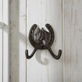 Horseshoe Wall Hook with Horse Head, Cast Iron for Coats, Keys or Hats, 5.1" 58051 shot 1