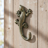 Gecko Wall Hook, Green and Gold Cast Iron for Keys, Towels or Hats, 6.3" 58069 shot 1