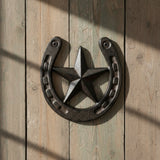Cast iron star and horseshoe wall hook combo, rustic Western home decor accent
