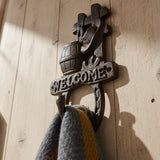 Welcome Barrel Wall Hook, Cast Iron for Coats, Keys or Hats, 7.9" 58076 shot 4
