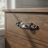Elegant Cast Iron Crystal Drawer Pull - Faceted Vintage Cabinet Knob