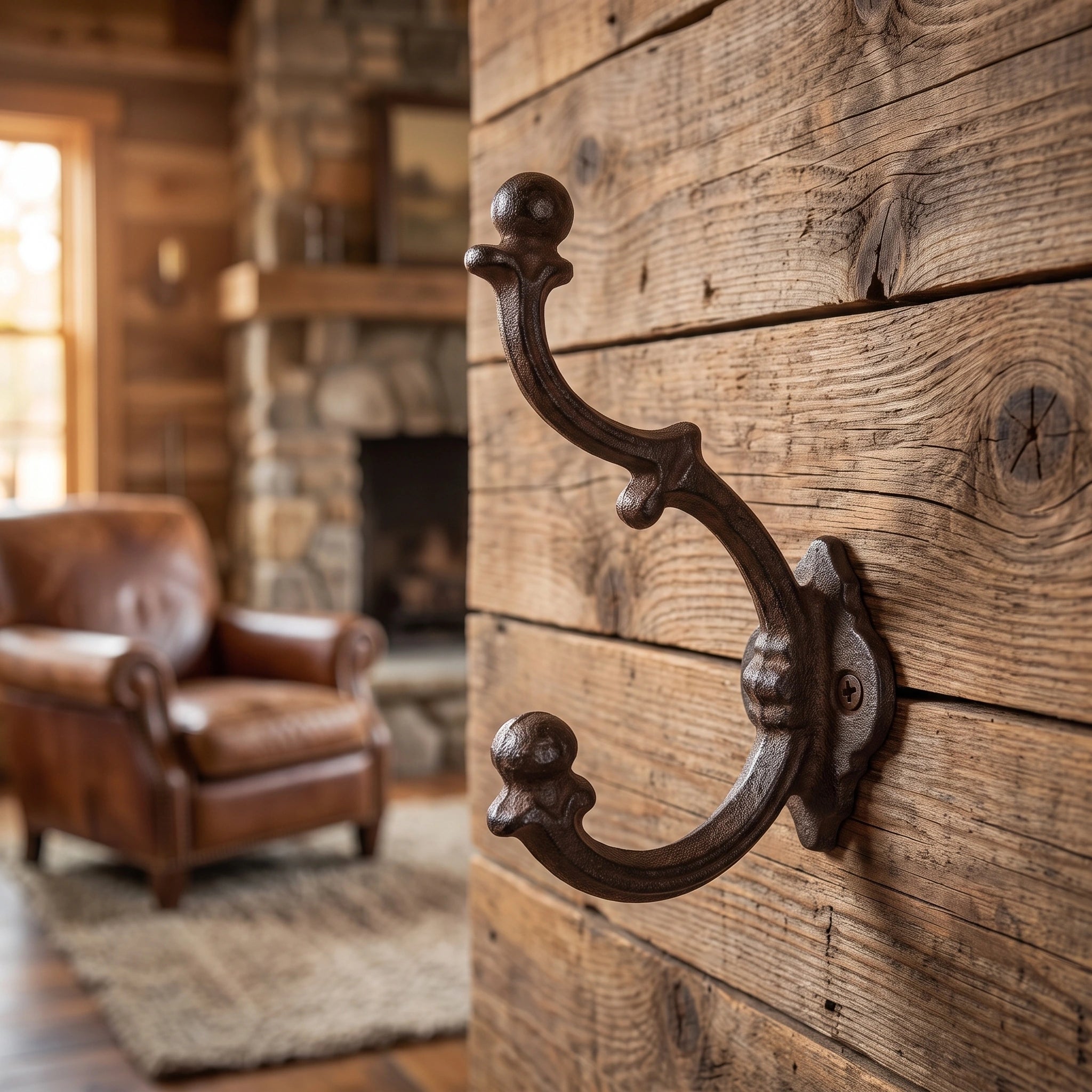 Wall Hook, Cast Iron Rustic Distressed Finish for Coats, Keys or Towels, 5.9" (Copy) 58078X shot 1