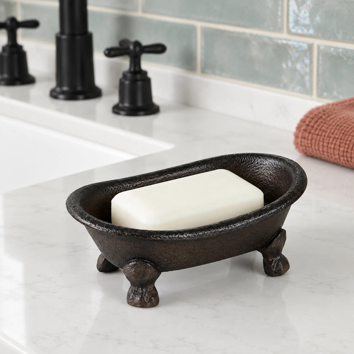 Bathtub Soap Dish, Vintage Cast Iron Bathroom Counter Decor, 5.3" 58079 shot 1