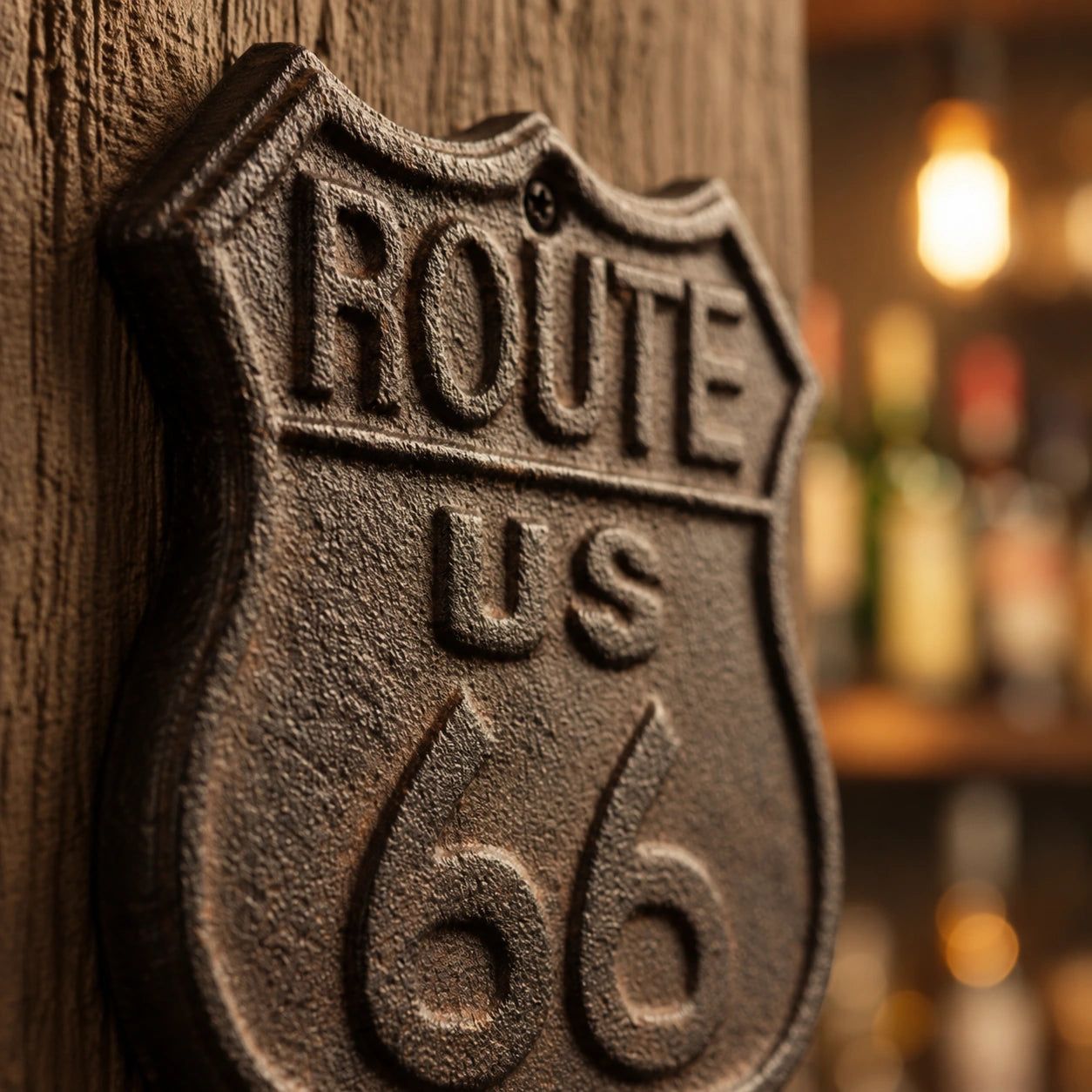 Route 66 Bottle Opener, Cast Iron Vintage Americana Bar Tool, 6.6" 58101 shot 2