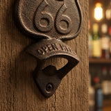 Route 66 Bottle Opener, Cast Iron Vintage Americana Bar Tool, 6.6" 58101 shot 3
