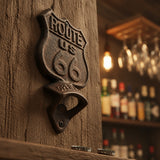 Route 66 Bottle Opener, Cast Iron Vintage Americana Bar Tool, 6.6" 58101 shot 4