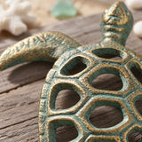 Turtle Figurine, Antique Bronze Cast Iron Coastal Shelf Decor, 5.9" 58104 shot 2