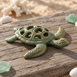 Turtle Figurine, Antique Bronze Cast Iron Coastal Shelf Decor, 5.9" 58104 shot 1