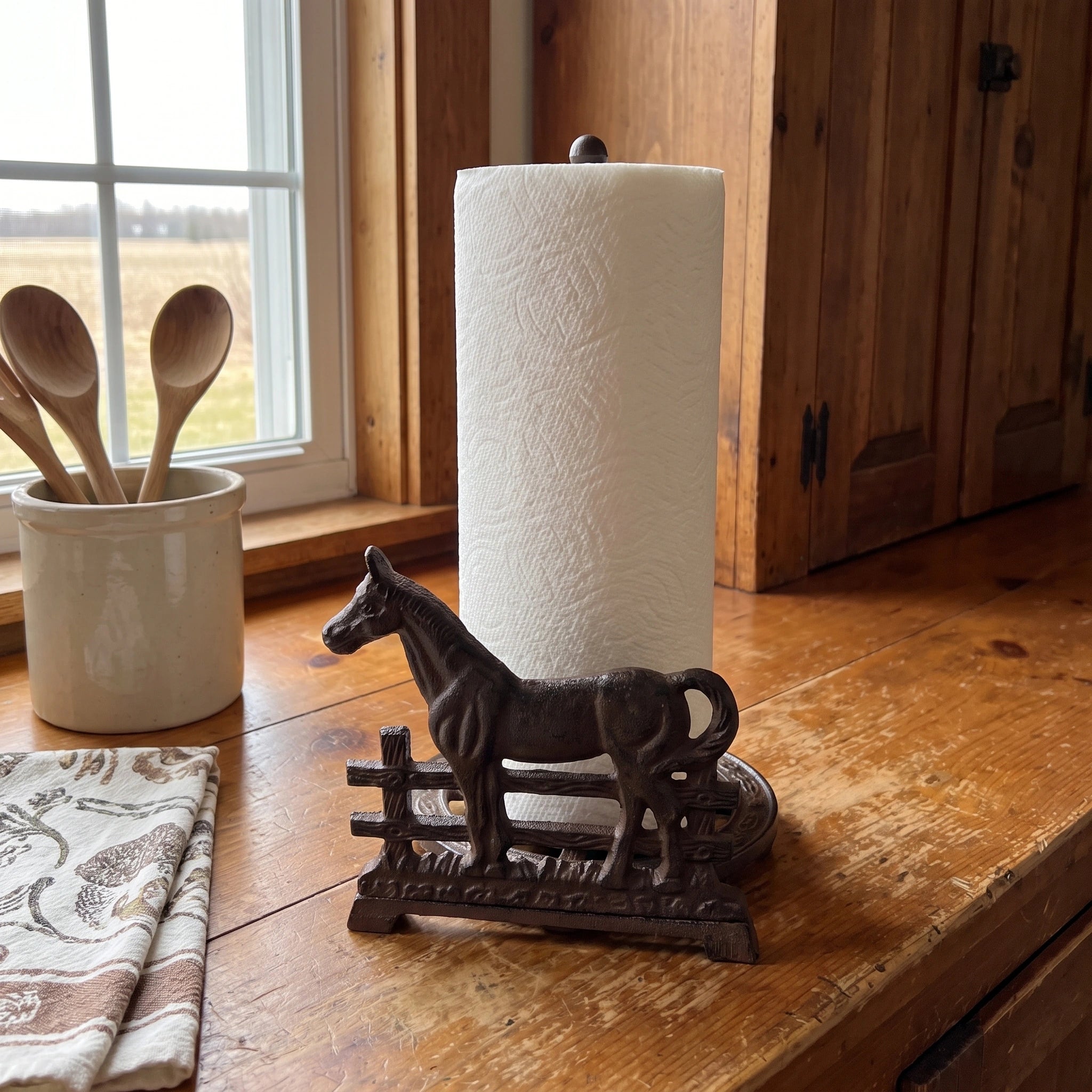 Horse Paper Towel Holder, Cast Iron Western Kitchen Stand, 12.5" 58108 shot 1