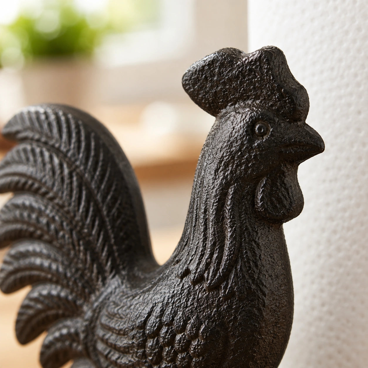 Rooster Paper Towel Holder, Cast Iron Farmhouse Kitchen, 12.5" 58109 shot 2