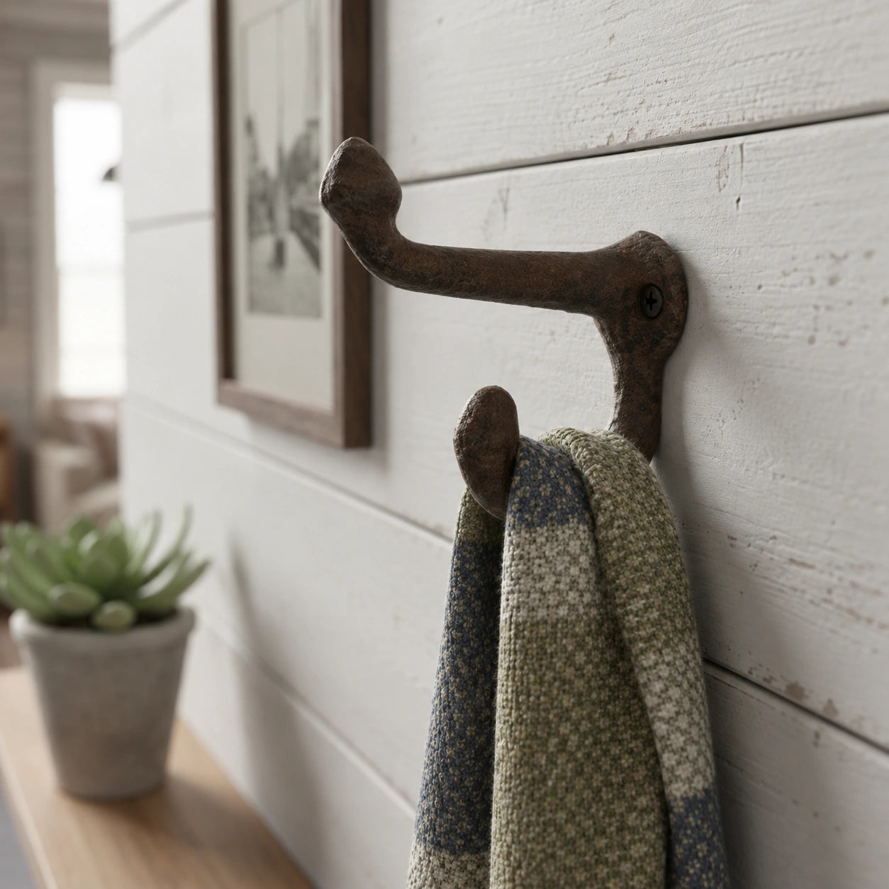 Wall Hook, Cast Iron Vintage Weathered Finish for Coats, Keys or Towels, 3.5" 58112 shot 1