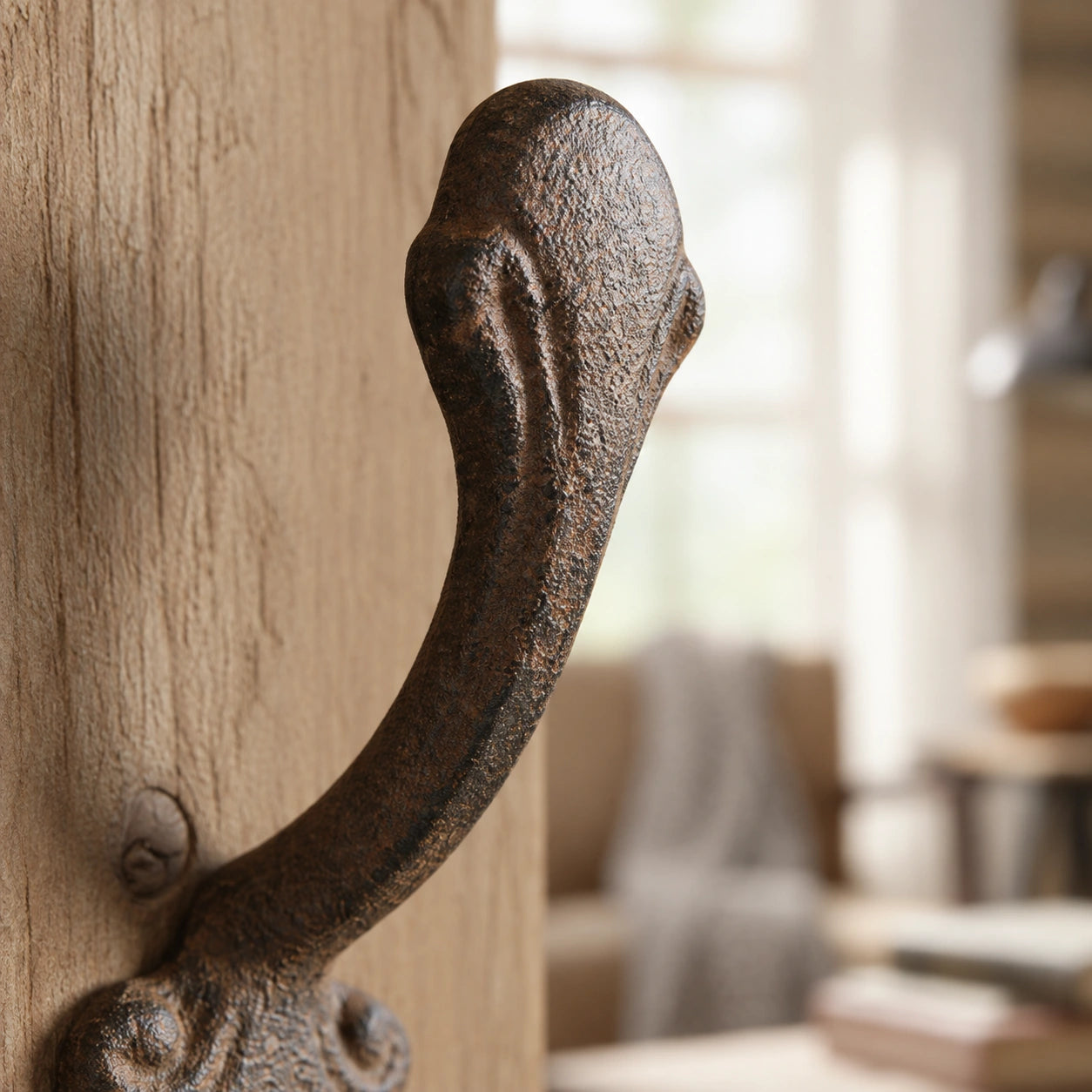 Wall Hook, Cast Iron Antique Distressed Finish for Coats, Keys or Towels, 5.3" 58120 shot 2