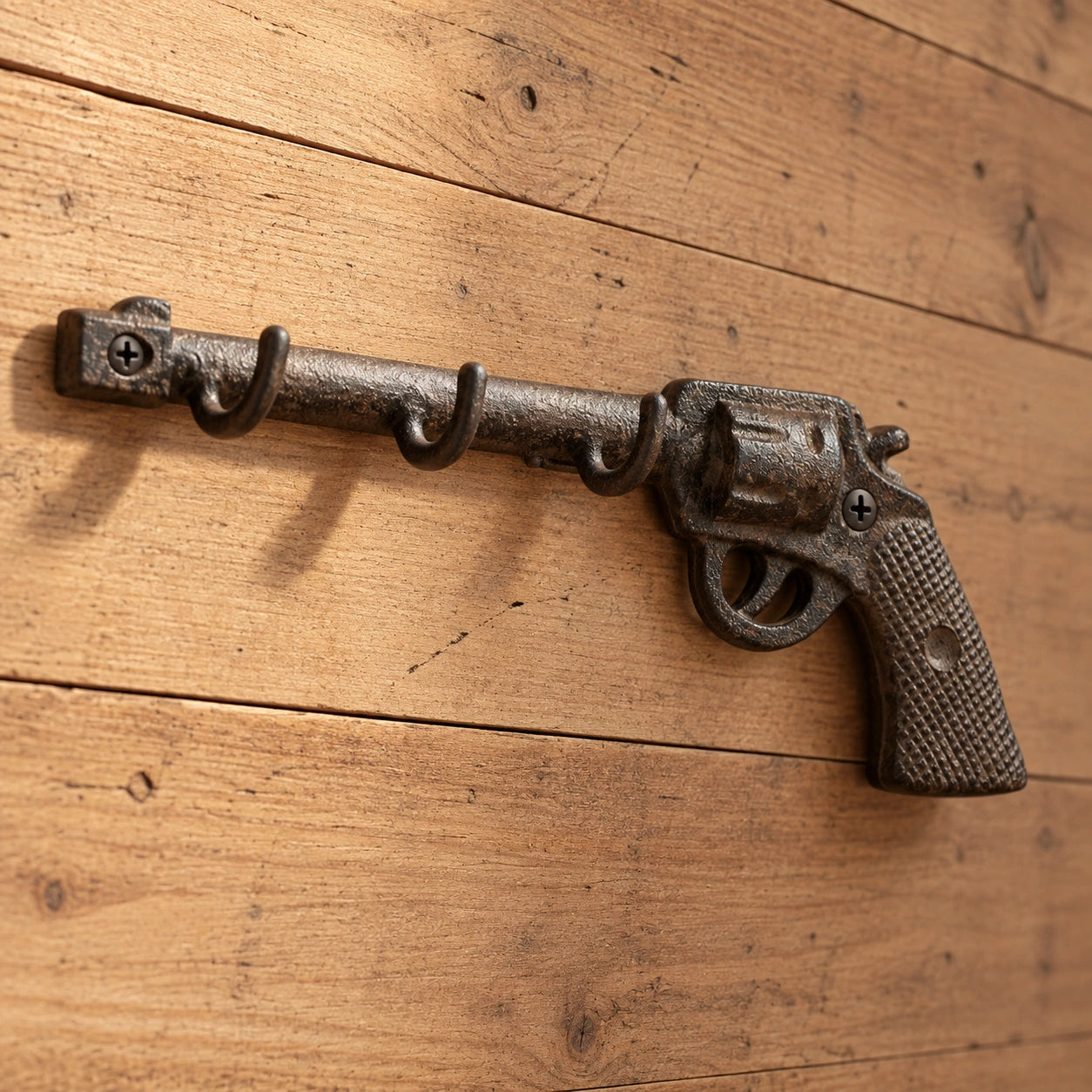 Revolver Gun Wall Hooks, Cast Iron Western for Coats, Keys or Hats, 9.4" 58123 shot 5