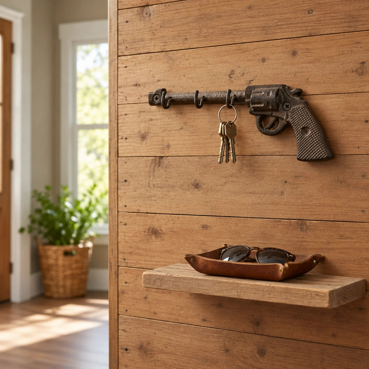 Revolver Gun Wall Hooks, Cast Iron Western for Coats, Keys or Hats, 9.4" 58123 shot 1