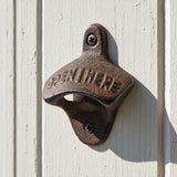 Open Here Wall Mount Bottle Opener, Cast Iron Rustic Bar Tool, 3.1" 58124 shot 2