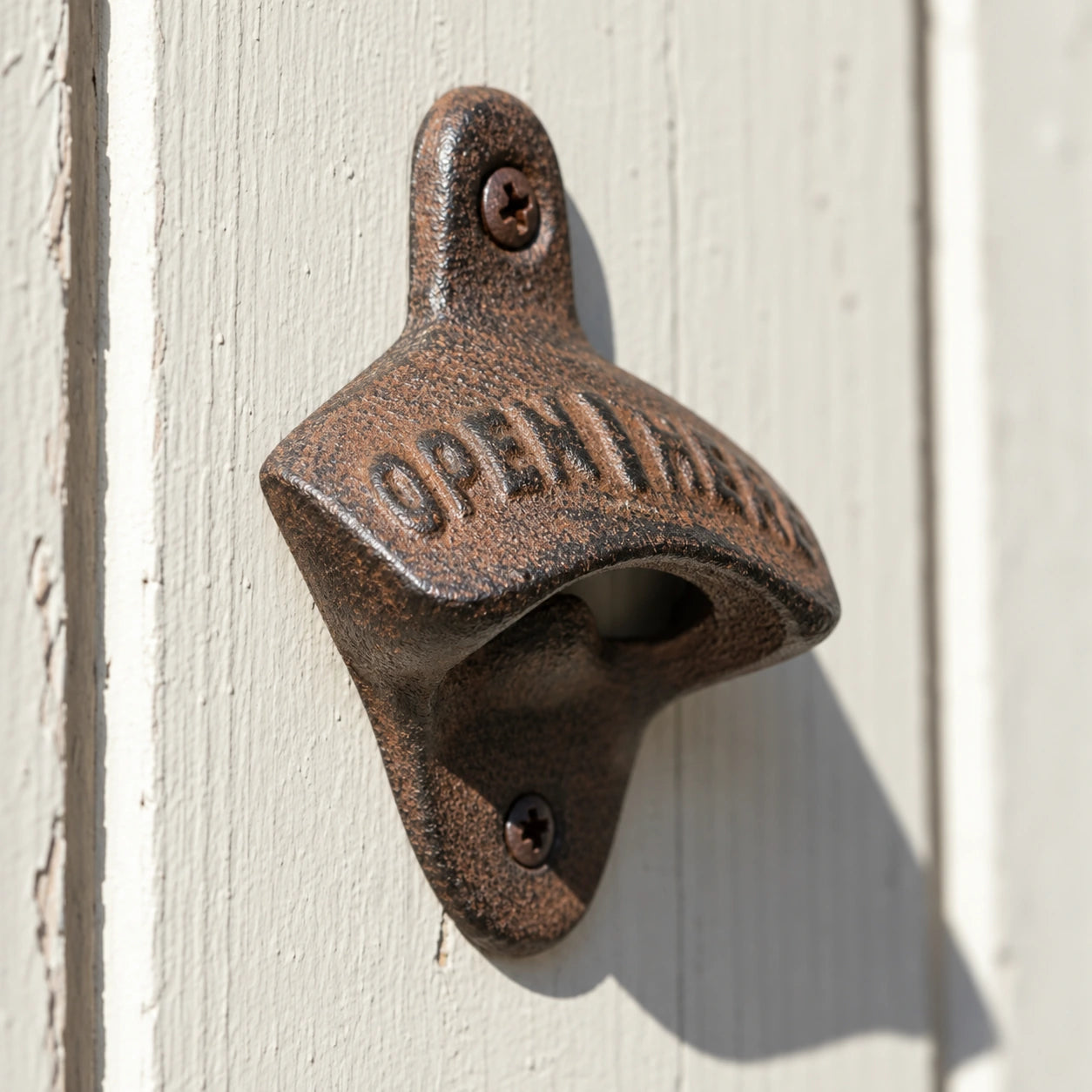 Open Here Wall Mount Bottle Opener, Cast Iron Rustic Bar Tool, 3.1" 58124 shot 4