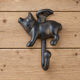 Flying Pig Wall Hook, Cast Iron Left Facing for Keys, Towels or Hats, 4.6" 58126 shot 3