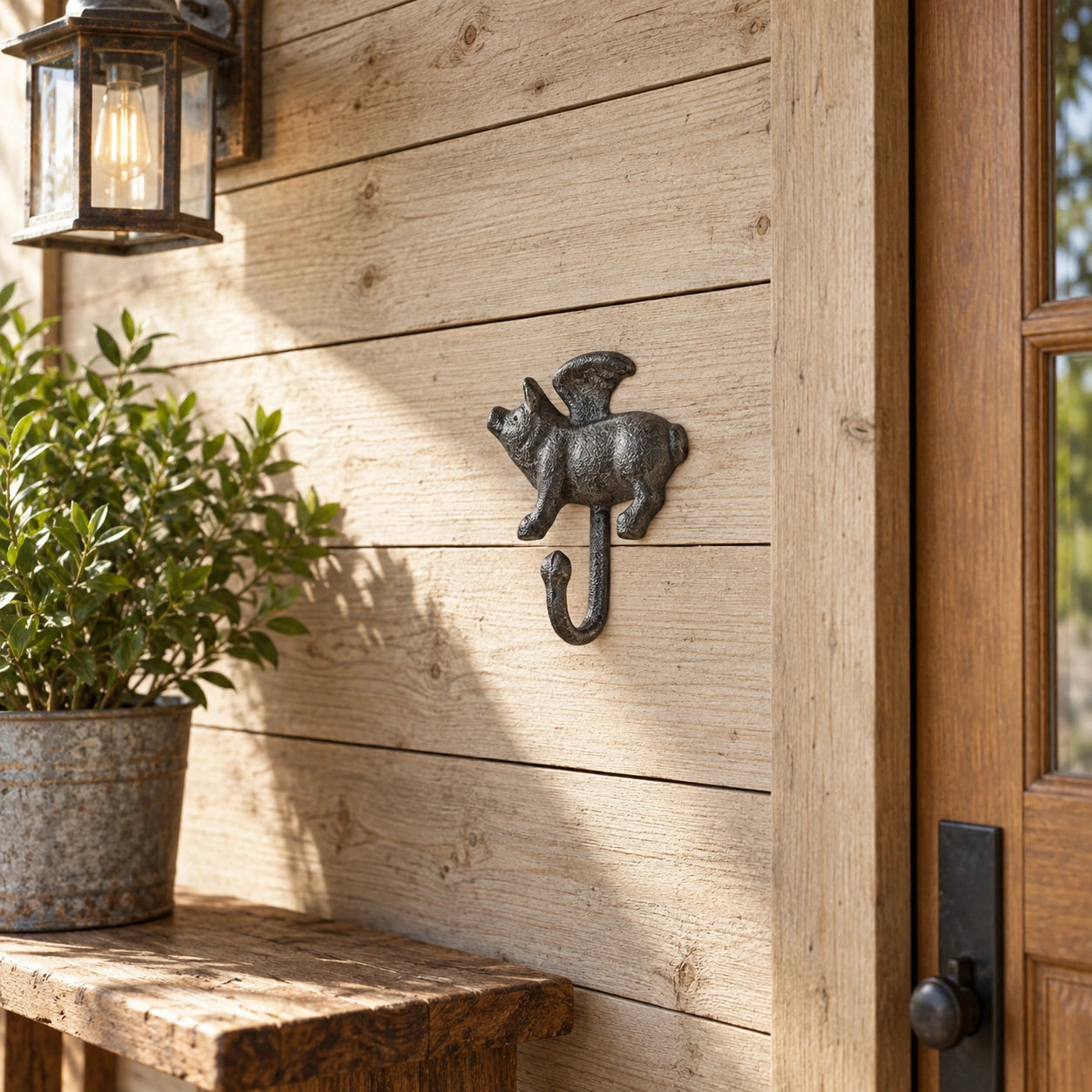 Flying Pig Wall Hook, Cast Iron Right Facing for Keys, Towels or Hats, 4.6" 58127 shot 4