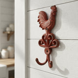 Rooster Wall Hook, Red Cast Iron Country Kitchen for Keys or Towels, 9.6" 58130 shot 4