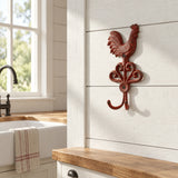 Rooster Wall Hook, Red Cast Iron Country Kitchen for Keys or Towels, 9.6" 58130 shot 5