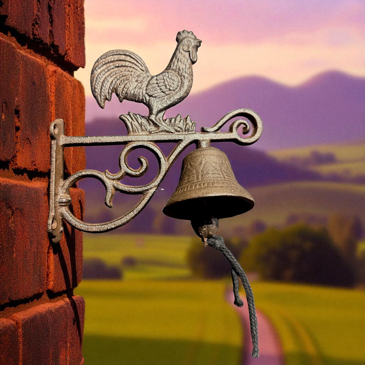 Farmhouse Cast Iron Rooster Doorbell, Rustic Countryside Welcome Chime