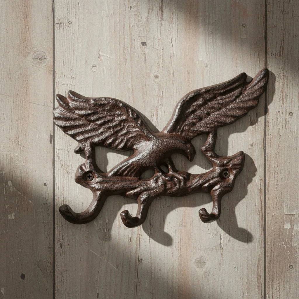 Eagle Wall Hooks, Cast Iron Patriotic Americana for Coats or Keys, 6.7" 58135 shot 1