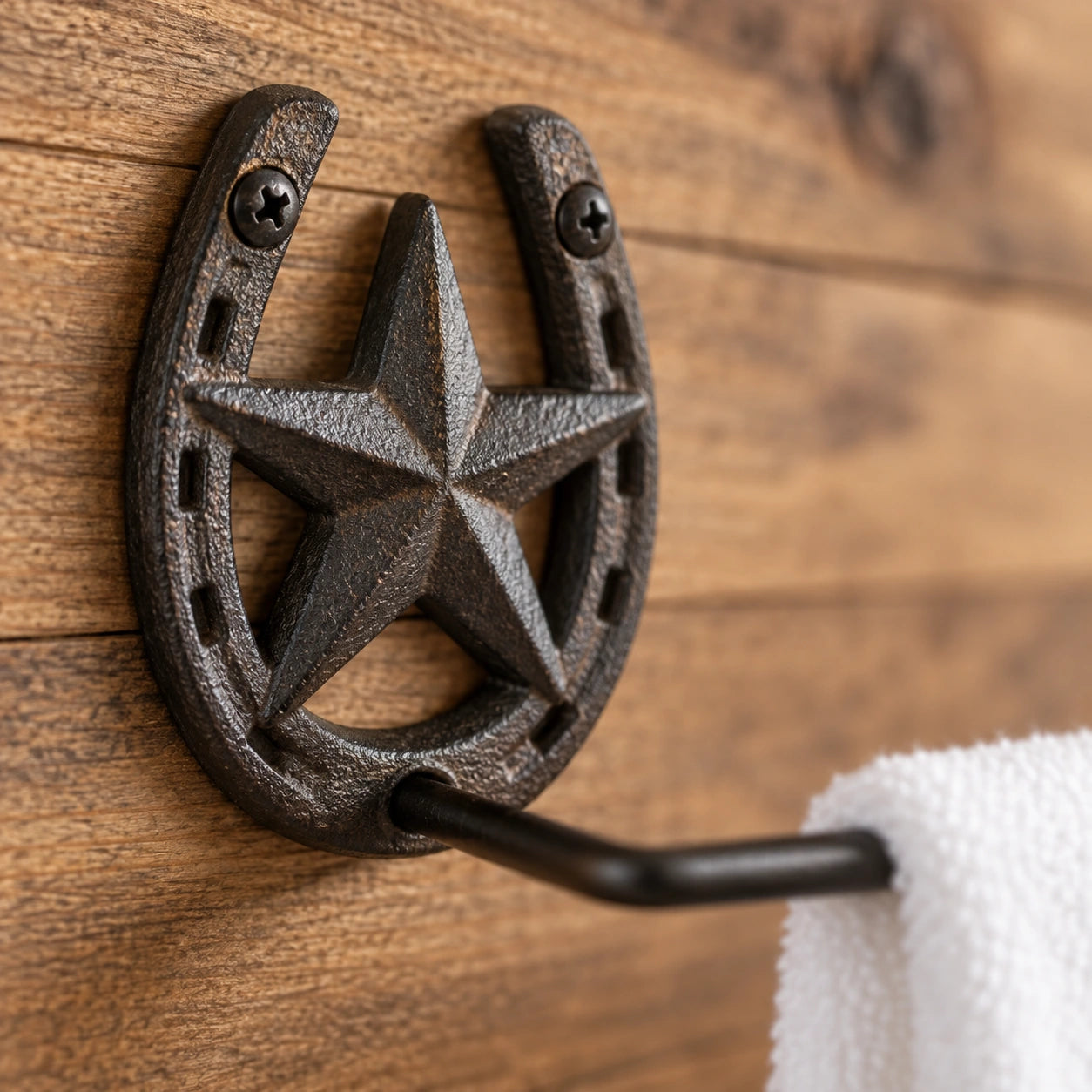 Horseshoe Towel Rack, Western Cast Iron for Bath or Kitchen, 21.2" 58139 shot 2