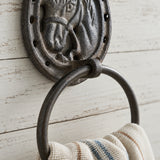 Horse Head Towel Ring, Equestrian Cast Iron for Bath or Kitchen, 8.9" 58140 shot 3