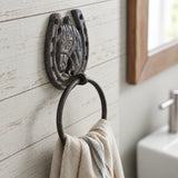 Horse Head Towel Ring, Equestrian Cast Iron for Bath or Kitchen, 8.9" 58140 shot 4