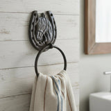 Horse Head Towel Ring, Equestrian Cast Iron for Bath or Kitchen, 8.9" 58140 shot 1