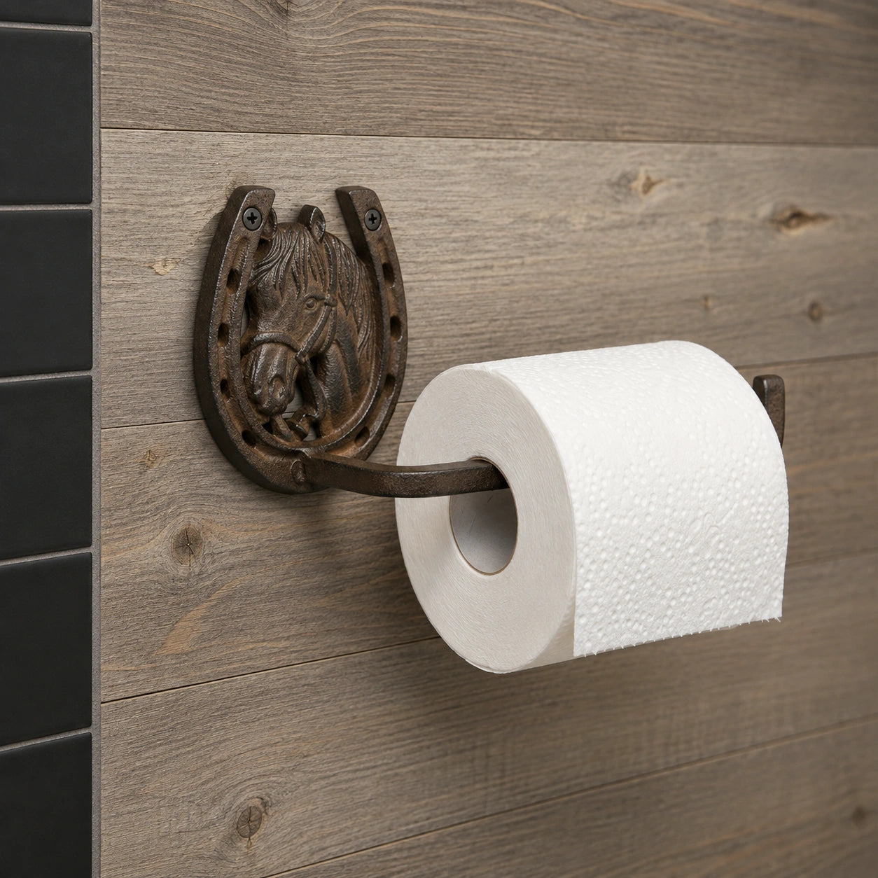 Horse Head and Horseshoe Tissue Holder, Western Cast Iron, 9.3" 58141 shot 3
