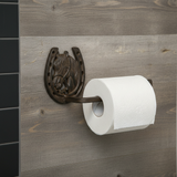 Cast Iron Horse Head and Horseshoe Tissue Holder - Rustic Western Bathroom Decor