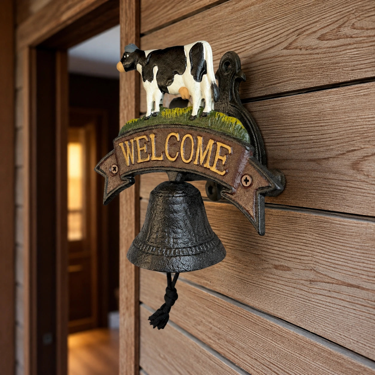 Cow Welcome Bell Sign, Cast Iron Farmhouse Front Door Decor, 7.3" 58143 shot 4
