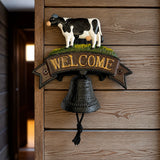 Cow Welcome Bell Sign, Cast Iron Farmhouse Front Door Decor, 7.3" 58143 shot 1